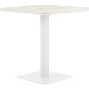 Fano kantelbare tuintafel afgerond vierkant in wit aluminium en volkeramiek Rapolano - L 80 x B 80 x H 73 cm Voordeelprijs