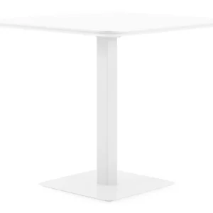 Seizoensaanbieding Fano kantelbare tuintafel vierkant afgerond in wit aluminium en volkeramiek arctic white - L 80 x B 80 x H 73 cm