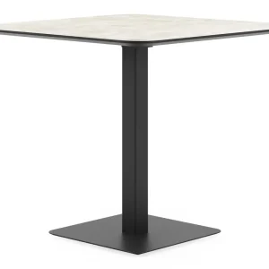 Lage Kosten Fano kantelbare tuintafel afgerond vierkant in zwart aluminium en volkeramiek Rapolano - L 80 x B 80 x H 73 cm