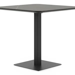 Premium Fano kantelbare tuintafel vierkant afgerond in zwart aluminium en volkeramiek calatorao - L 80 x B 80 x H 73 cm