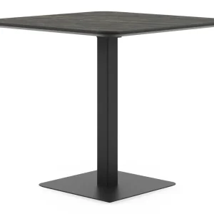 Gecertificeerd Fano kantelbare tuintafel vierkant afgerond in zwart aluminium en volkeramiek black obsession - L 80 x B 80 x H 73 cm