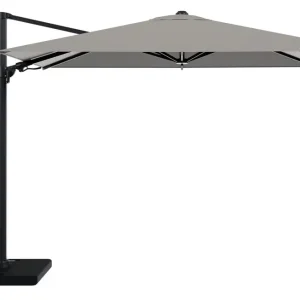 Avola zweefparasol met tiltfunctie in zwart aluminium met grijs weather+ softtouch parasoldoek - L1 200 x L2 300 cm met parasolvoet Pedito 120 kg Bestseller