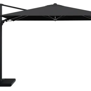 Alleen Vandaag Avola zweefparasol met tiltfunctie in zwart aluminium met zwart weather+ softtouch parasoldoek - L1 200 x L2 300 cm met parasolvoet Pedito 120 kg
