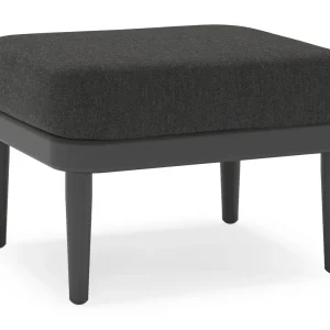 Beste Prijs Orso poef in zwart aluminium met Chartres Sooty all weather sunbrella® luxe kussen