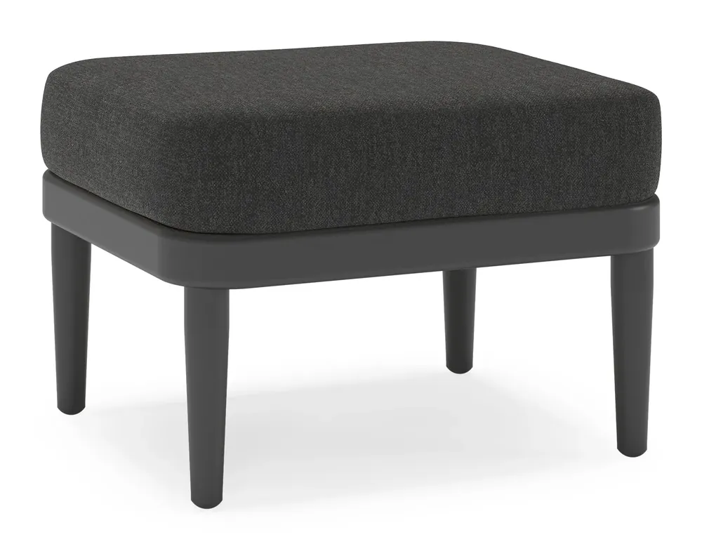 Beste Prijs Orso poef in zwart aluminium met Chartres Sooty all weather sunbrella® luxe kussen