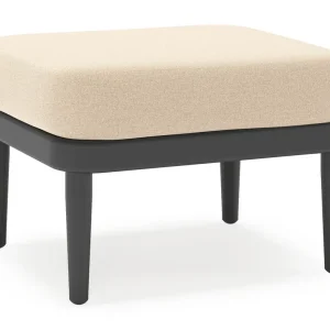 Orso poef in zwart aluminium met Natte Heather Beige all weather sunbrella® luxe kussen Premium