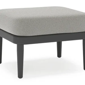 Orso poef in zwart aluminium met Savane Zinc all weather sunbrella® luxe kussen Koop Vandaag