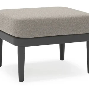 Hoge Kwaliteit Orso poef in zwart aluminium met Lopi Silver all weather sunbrella® luxe kussen