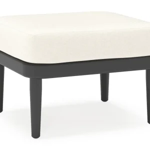 Aanbieding Orso poef in zwart aluminium met Natte White all weather sunbrella® luxe kussen