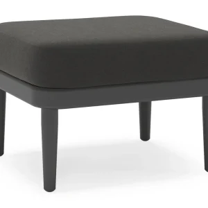 Betaalbaar Orso poef in zwart aluminium met Natte Sooty all weather sunbrella® luxe kussen