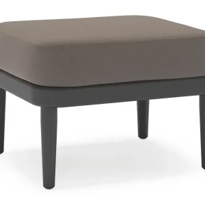 Weekendaanbieding Orso poef in zwart aluminium met Natte Nature Grey all weather sunbrella® luxe kussen