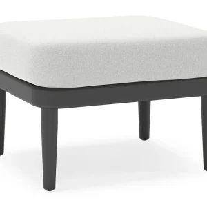 Hete Deal Orso poef in zwart aluminium met Natte Grey Chine all weather sunbrella® luxe kussen