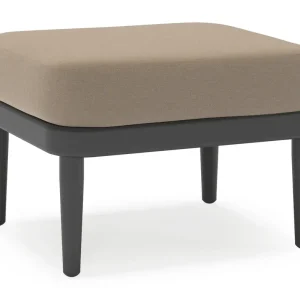 Orso poef in zwart aluminium met Natte Heather Grey all weather sunbrella® luxe kussen Must-Have
