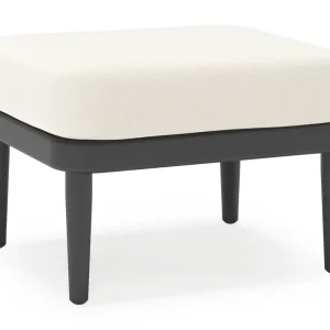 Orso poef in zwart aluminium met Savane White all weather sunbrella® luxe kussen Beperkte Voorraad