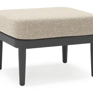 Orso poef in zwart aluminium met Chartres Pewter all weather sunbrella® luxe kussen Goedkoop