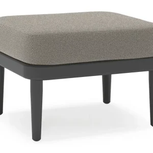 Orso poef in zwart aluminium met Lopi Charcoal all weather sunbrella® luxe kussen Exclusieve Aanbieding