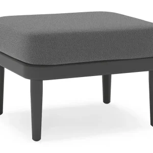 Orso poef in zwart aluminium met Lopi Shadow all weather sunbrella® luxe kussen Express Levering