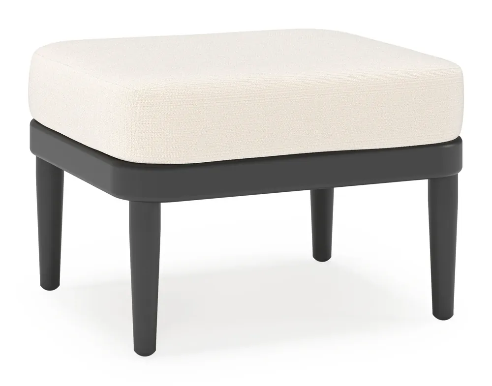 Orso poef in zwart aluminium met Lopi Snow all weather sunbrella® luxe kussen Meest Verkocht