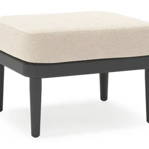 Speciale Aanbieding Orso poef in zwart aluminium met Lopi Antique all weather sunbrella® luxe kussen