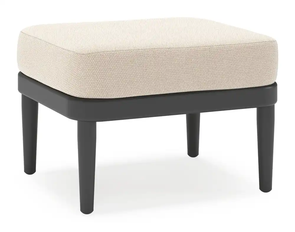 Speciale Aanbieding Orso poef in zwart aluminium met Lopi Antique all weather sunbrella® luxe kussen