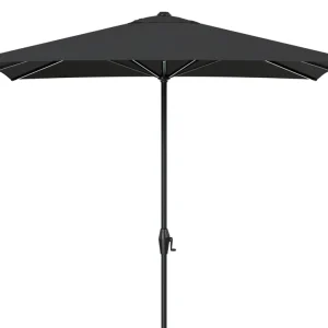 Premium Viola staanparasol in zwart aluminium met zwart weather+ softtouch parasoldoek - L1 300 x L2 300 cm (zonder voet)