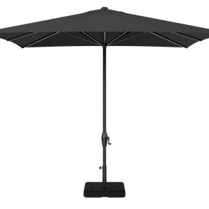 Viola staanparasol in zwart aluminium met zwart weather+ softtouch parasoldoek - L1 300 x L2 300 cm met parasolvoet Intenso 60 kg Superprijs