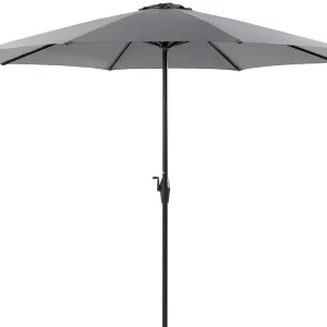 Koopje Viola staanparasol in zwart aluminium met grijs weather+ softtouch parasoldoek - Dia 350 cm (zonder voet)