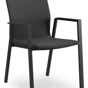 Madura stapelbare tuinstoel in zwart aluminium en zwart comfort textilene Beste Prijs