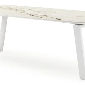 Pagino tuintafel bootvorm in wit aluminium en volkeramiek colorado dunes - L 255 x B 115 x H 73 cm Must-Have
