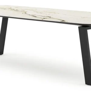 Pagino tuintafel bootvorm in zwart aluminium en volkeramiek colorado dunes - L 255 x B 115 x H 73 cm Merkproduct