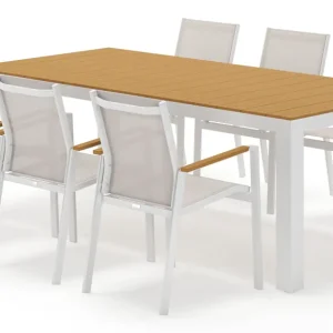 Favoriet Calzo tuinset rechthoekig in wit aluminium en polywood met 6 Bahia tuinstoelen