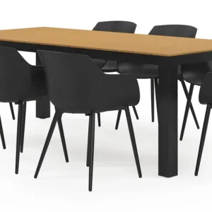 Calzo tuinset in zwart aluminium en polywood tafelblad met 8 Paco tuinstoelen Koop Online