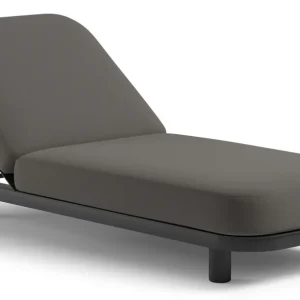 Aanbieding Donato verstelbaar ligbed in zwart aluminium met natte dark taupe all weather Sunbrella® luxe kussen