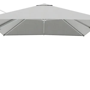 Dagaanbieding Rufina zweefparasol met tiltfunctie in wit aluminium met grijs all weather sunbrella® premium parasoldoek - L1 300 x L2 300 cm (zonder voet)