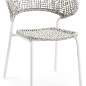 Actieprijs Donato XL stapelbare tuinstoel in wit aluminium en grijs gedraaide ronde wicker