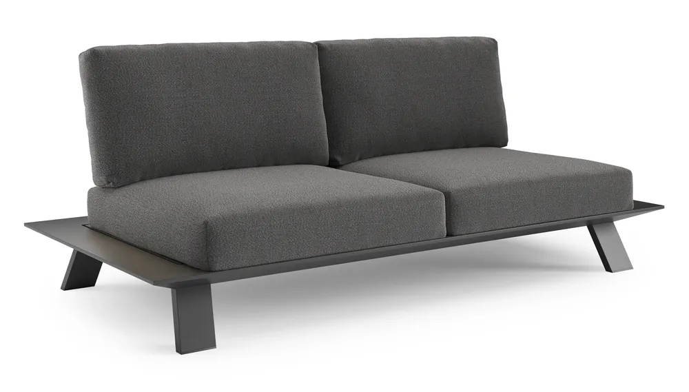Alleen Vandaag Cesano loungebank in zwart aluminium met savane tornado all weather Sunbrella® luxe kussen