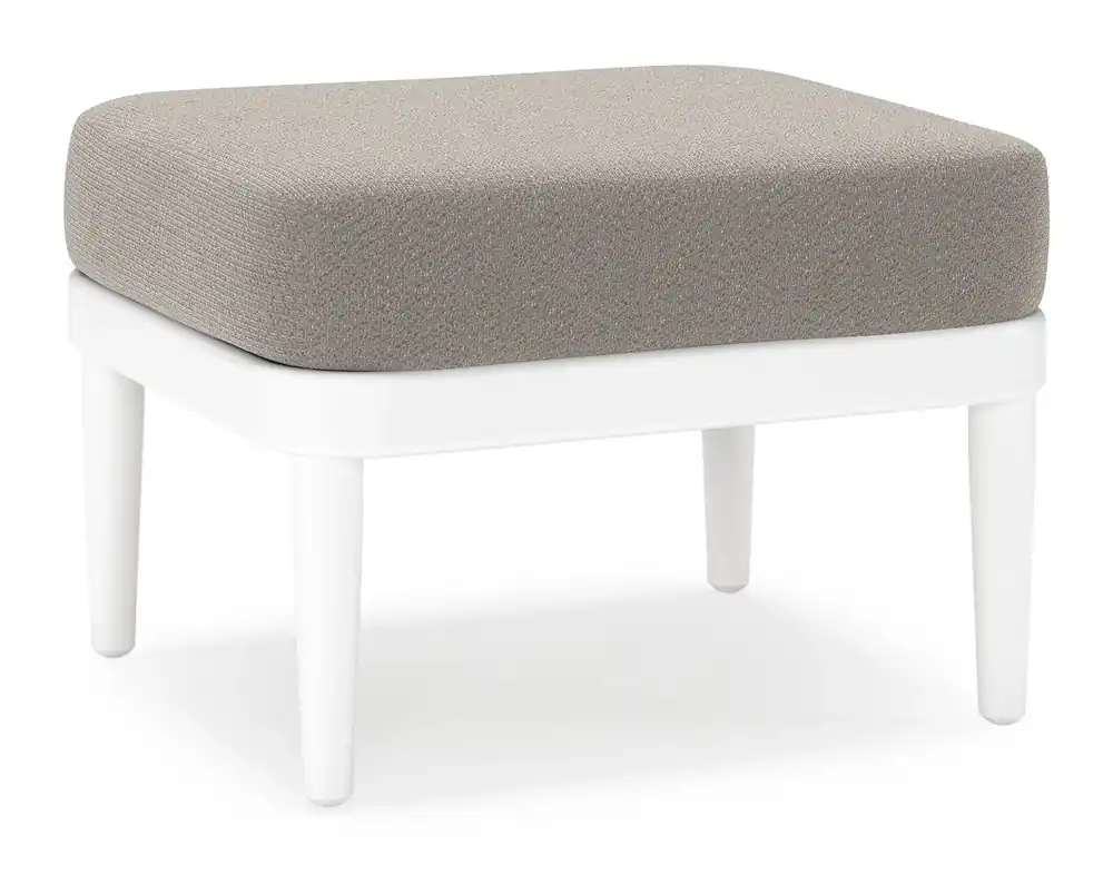 Fabrieksprijs Orso poef in wit aluminium met Lopi Silver all weather sunbrella® luxe kussen