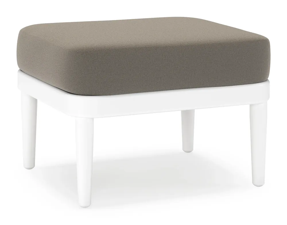 Orso poef in wit aluminium met Natte Carbon Beige all weather sunbrella® luxe kussen Lage Prijs