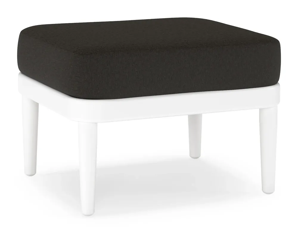 Koop Online Orso poef in wit aluminium met Heritage Char all weather sunbrella® luxe kussen