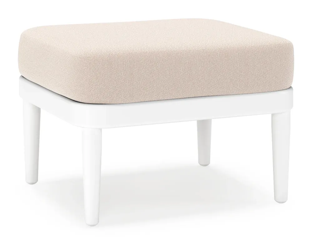 Orso poef in wit aluminium met Wander Pilat all weather sunbrella® luxe kussen Aanbieding