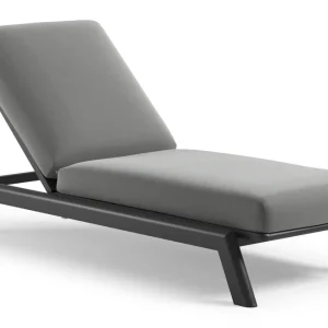 Actieprijs Cirello verstelbaar ligbed met pompsysteem in zwart aluminium met savane grey all weather Sunbrella® luxe kussen