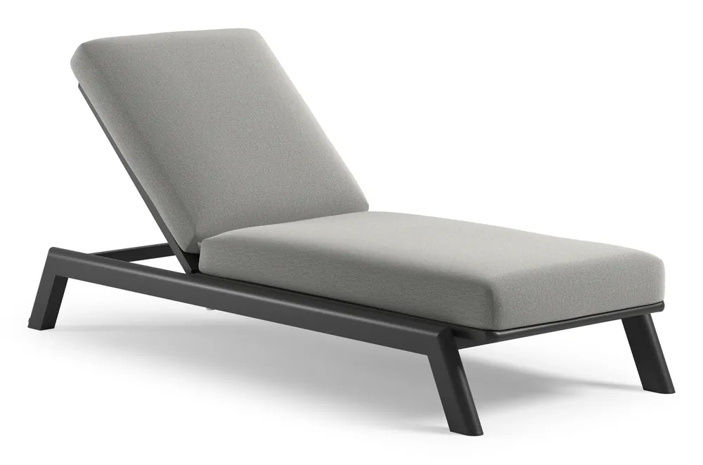 Actieprijs Cirello verstelbaar ligbed met pompsysteem in zwart aluminium met savane nimbus all weather Sunbrella® luxe kussen