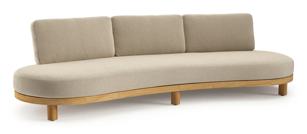 Dagaanbieding Donato loungebank 3-zit in teak met althea chalk All Weather Cosytica kussen