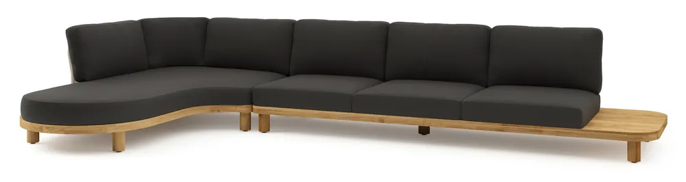 Donato loungehoek in teak en beige verticaal geweven ronde rope met all weather sunbrella® luxe Heritage Char kussen Koop Online