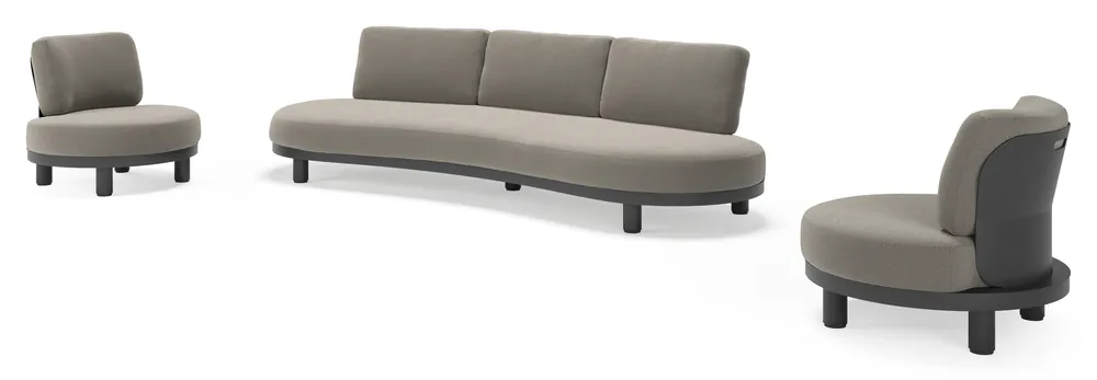 Donato loungeset in zwart aluminium met all weather sunbrella® luxe Lopi Charcoal kussen Hoge Kwaliteit