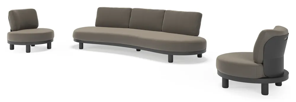 Donato loungeset in zwart aluminium met all weather sunbrella® luxe Natte Carbon Beige kussen Express Levering