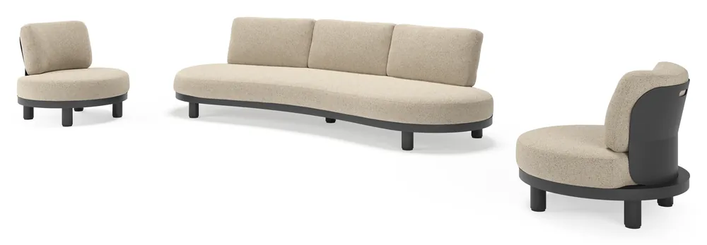Donato loungeset in zwart aluminium met all weather cosytica Bora Desert kussen Gereduceerde Prijs
