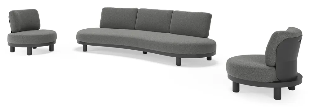 Korting Donato loungeset in zwart aluminium met all weather cosytica Catania Black kussen