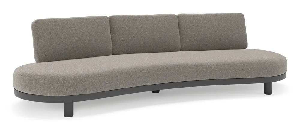Lage Kosten Donato loungebank in zwart aluminium met all weather sunbrella® luxe Chartres Drizzle kussen