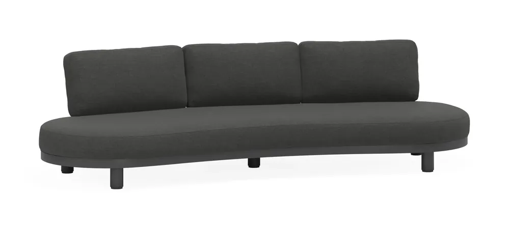 Donato organische loungebank 3-zit in zwart aluminium met chartres sooty all weather sunbrella® luxe kussen Rechtstreeks Van De Fabrikant